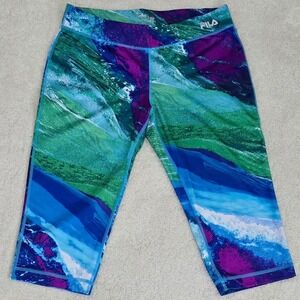 Fila Performance Sport Running Athletic Capris Leggings Womens Sz L